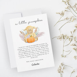 Boho Little Lamb Pompoen Watercolor Baby Shower Bedankkaart