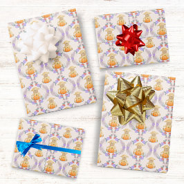 Boho Little Lamb Pompoen Watercolor Baby Shower Inpakpapier Vel