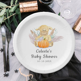 Boho Little Lamb Pompoen Watercolor Baby Shower Papieren Bordje