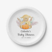 Boho Little Lamb Pompoen Waterverf Baby shower Papieren Bordje (Voorkant)