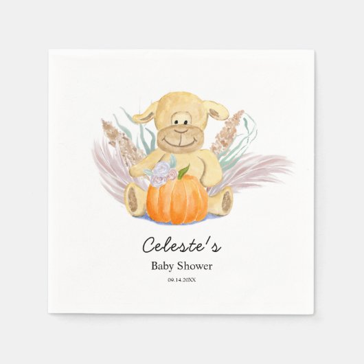 Boho Little Lamb Pompoen Waterverf Baby shower Servet (Voorkant)