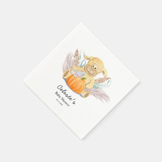 Boho Little Lamb Pompoen Waterverf Baby shower Servet (Hoek)