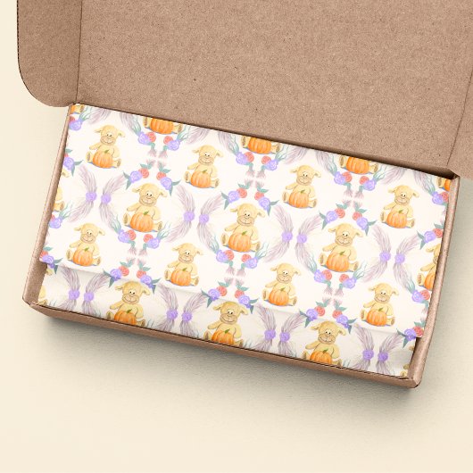 Boho Little Lamb Pompoen Waterverf Baby shower Tissuepapier