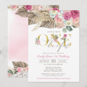 Boho Little Miss ONEderful Floral 1st Birthday Kaart (Voorkant / Achterkant)