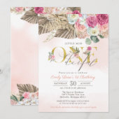 Boho Little Miss ONEderful Floral First Birthday Kaart (Voorkant / Achterkant)