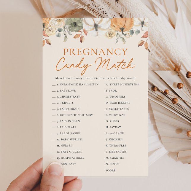 Boho Little Pumpkin Baby shower Snoep Match Game (Creator heeft geüpload)