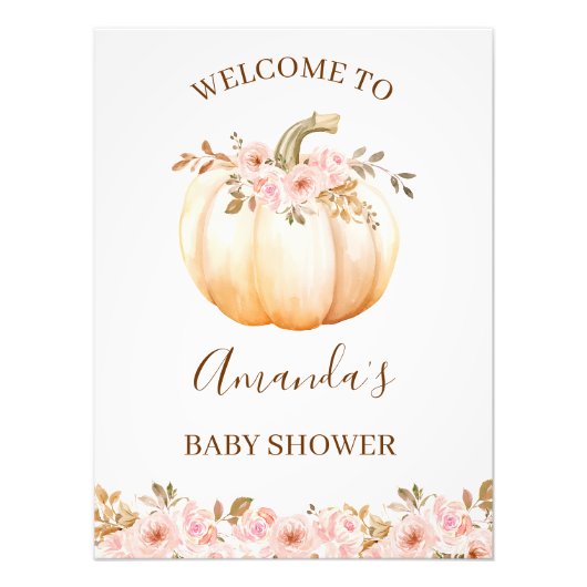 Boho Little Pumpkin Baby shower Welkomstbord Foto Afdruk (Voorkant)