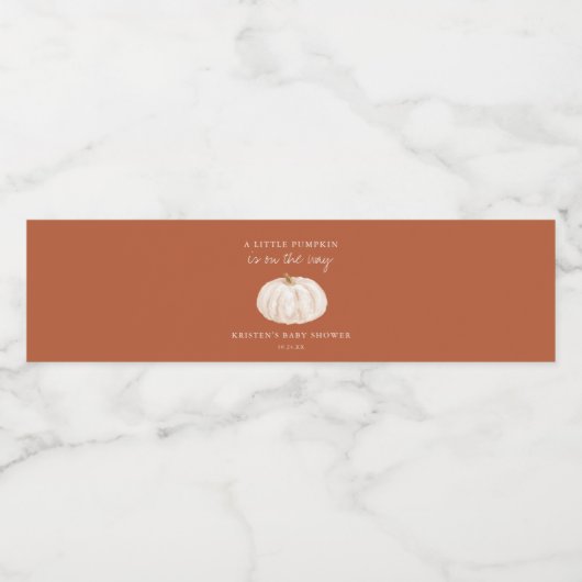 Boho Little Pumpkin Herfst Baby shower Favor Waterfles Etiket (Enkel label)