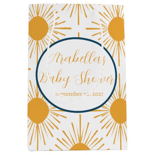 Boho Little Ray of Sun Neutral Baby shower Medium Cadeauzakje (Voorkant)