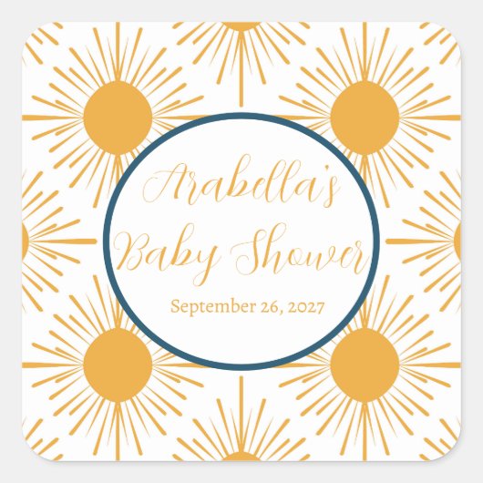 Boho Little Ray of Sun Neutral Baby shower Vierkante Sticker (Voorkant)