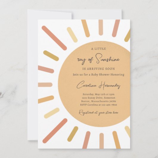 Boho Little Ray of Sunshine Baby shower Kaart (Voorkant)