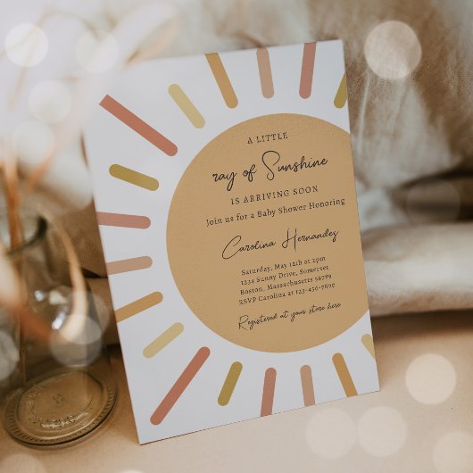 Boho Little Ray of Sunshine Baby shower Kaart