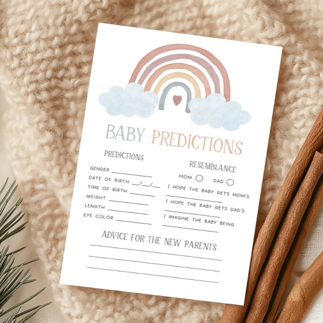 Boho Little Ray of Sunshine Baby Voorspellingsspel (Boho Rainbow Baby Shower Baby Predictions Game)