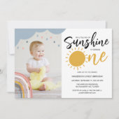 Boho Little Ray of Sunshine First Birthday Foto Kaart (Voorkant)