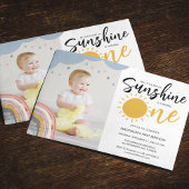 Boho Little Ray of Sunshine First Birthday Foto Kaart