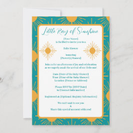 Boho Little Ray of Sunshine Turquoise Baby shower Kaart