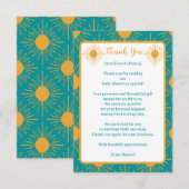 Boho Little Ray van Sun Turquoise Baby shower Bedankkaart (Voorkant / Achterkant)