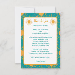 Boho Little Ray van Sun Turquoise Baby shower Bedankkaart