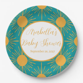 Boho Little Ray van Sun Turquoise Baby shower Papieren Bordje
