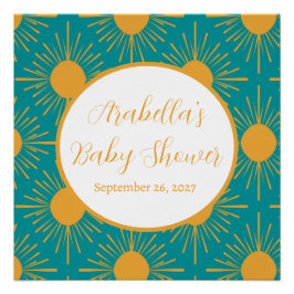 Boho Little Ray van Sun Turquoise Baby shower Perfect Poster