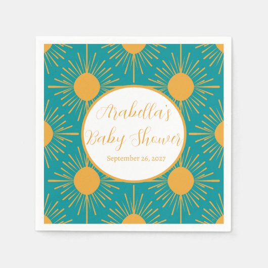Boho Little Ray van Sun Turquoise Baby shower Servet (Voorkant)
