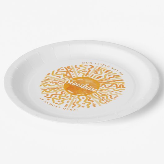 Boho Little Ray van Sunshine Oranje Waterverf Zon Papieren Bordje (Gekanteld)