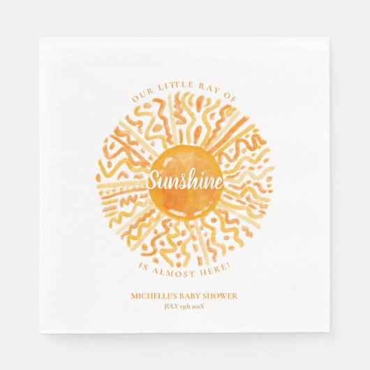 Boho Little Ray van Sunshine Oranje Waterverf Zon Servet (Voorkant)