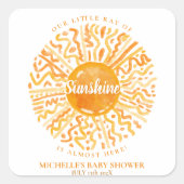 Boho Little Ray van Sunshine Oranje Waterverf Zon Vierkante Sticker (Voorkant)
