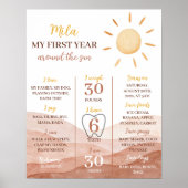 Boho Little Sunshine 1e Verjaardag Milestone Poste Poster (Voorkant)