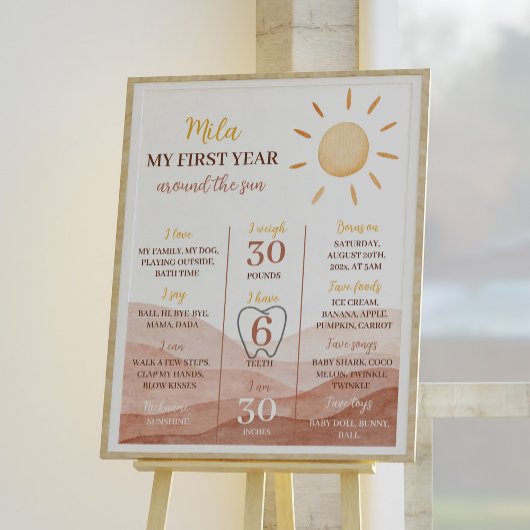 Boho Little Sunshine 1e Verjaardag Milestone Poste Poster