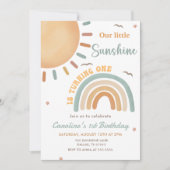 Boho Little Sunshine 1e verjaardagsfeestje Kaart (Voorkant)