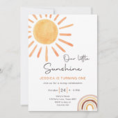 Boho Little Sunshine 1st Birthday Invitation Sun Kaart (Voorkant)