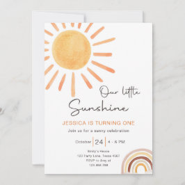 Boho Little Sunshine 1st Birthday Invitation Sun Kaart