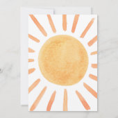 Boho Little Sunshine 1st Birthday Invitation Sun Kaart (Achterkant)