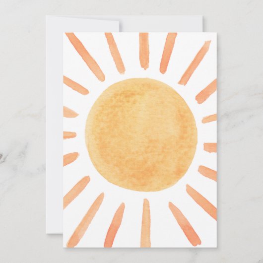 Boho Little Sunshine 1st Birthday Invitation Sun Kaart (Achterkant)