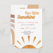 Boho Little Sunshine 1st Birthday Invitation Sun Kaart (Voorkant / Achterkant)