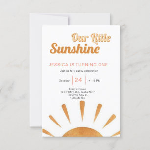 Boho Little Sunshine 1st Birthday Invitation Sun Kaart
