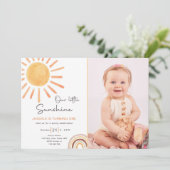 Boho LIttle Sunshine 1st Birthday Invite Sun Kaart (Staand voorkant)