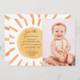 Boho Little Sunshine 1st Birthday Invite Sun Kaart