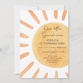 Boho LIttle Sunshine 1st Birthday Sun Summer Kaart