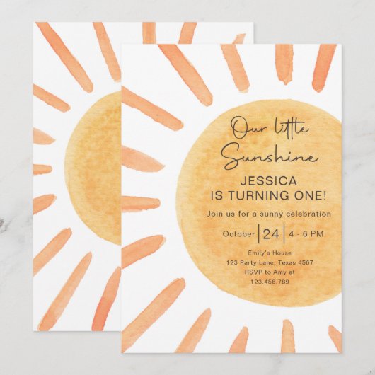 Boho LIttle Sunshine 1st Birthday Sun Summer Kaart (Voorkant / Achterkant)