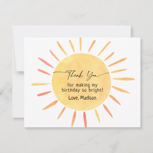 Boho Little Sunshine Birthday Bedankkaart (Voorkant)