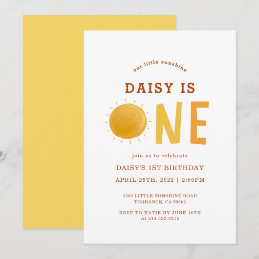 Boho Little Sunshine is een eerste verjaardag Kaart (Voorkant / Achterkant)