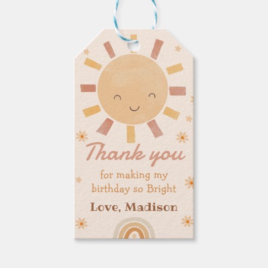 Boho Little Sunshine Verjaardag Dank u Cadeau Labe Cadeaulabel (Voorkant)