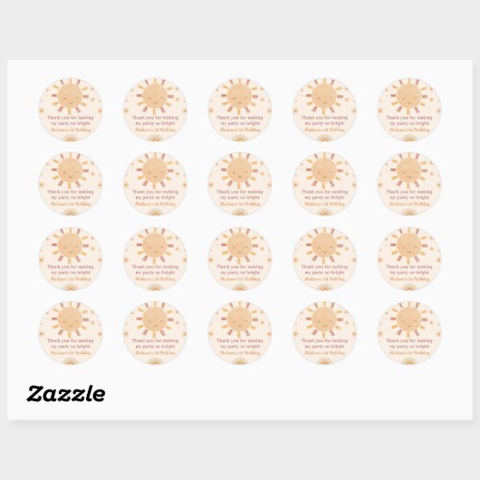 Boho Little Sunshine Verjaardag Sticker (Vel)