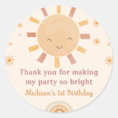 Boho Little Sunshine Verjaardag Sticker (Voorkant)