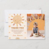 Boho Little Sunshine Verjaardagsfoto Dank je kaart (Voorkant)