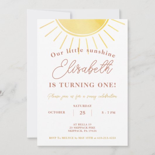 Boho Little Sunshine Waterverf Birthday Kaart (Voorkant)