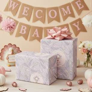 Boho Little Turkey & Feathers Baby Girl Shower Cadeaupapier