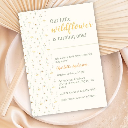 Boho Little Wildflower 1e verjaardagsfeestje Kaart